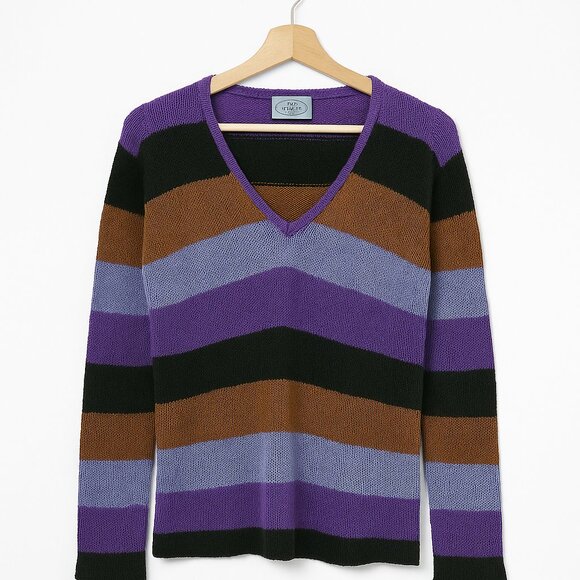 Authentic Prada Striped Knit Sweater – Rare Designer Premium Piece – Size M - Picture 1 of 1